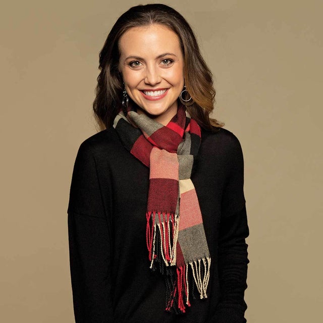 Tan red and black deals plaid scarf